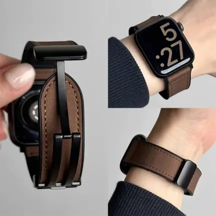 Brown Leather Strap for Apple Watch – Classic Band for Series 5–10 (40–49mm)